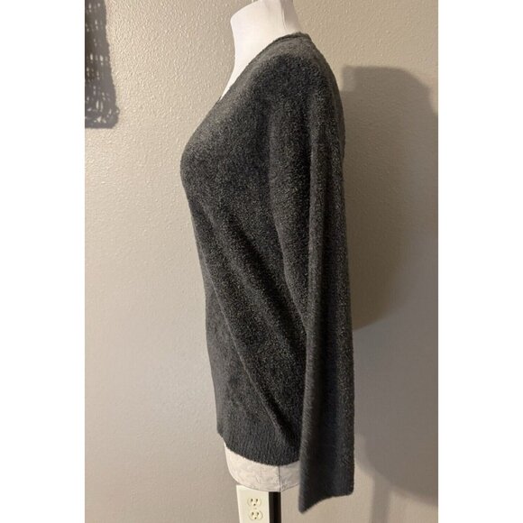 Barefoot Dreams XS Petite CozyChic Lite V Neck Dark Gray Sweater Top NEW $118 - Picture 2 of 13